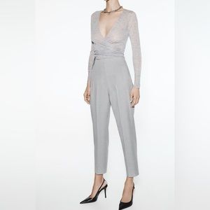 ZARA high waisted pants | pearl gray